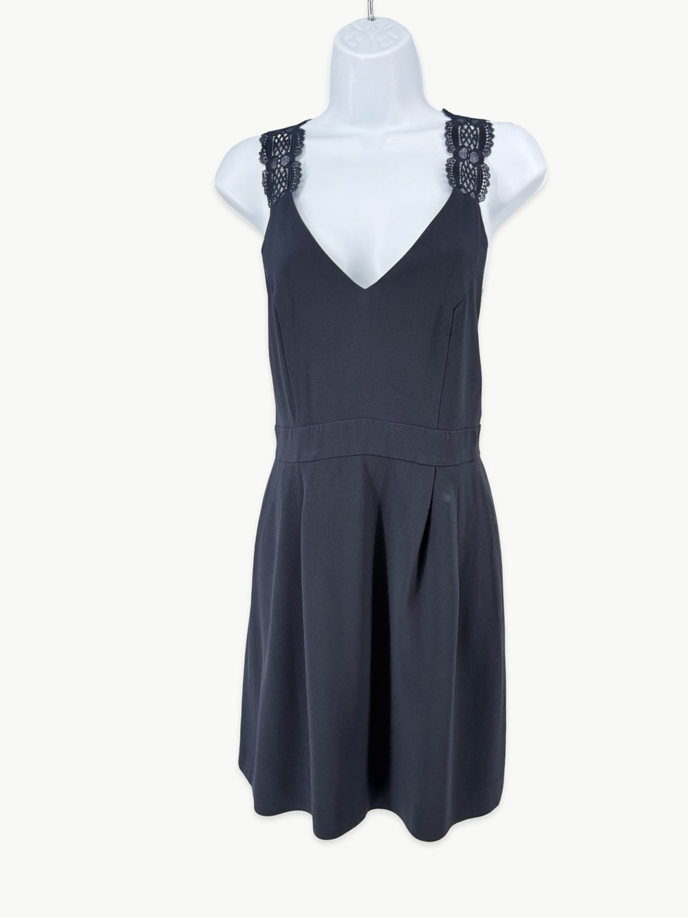 Sézane Ombeline Robe Open Back Mini Dress Size 36 (US 4) Marine Navy - Picture 2 of 13